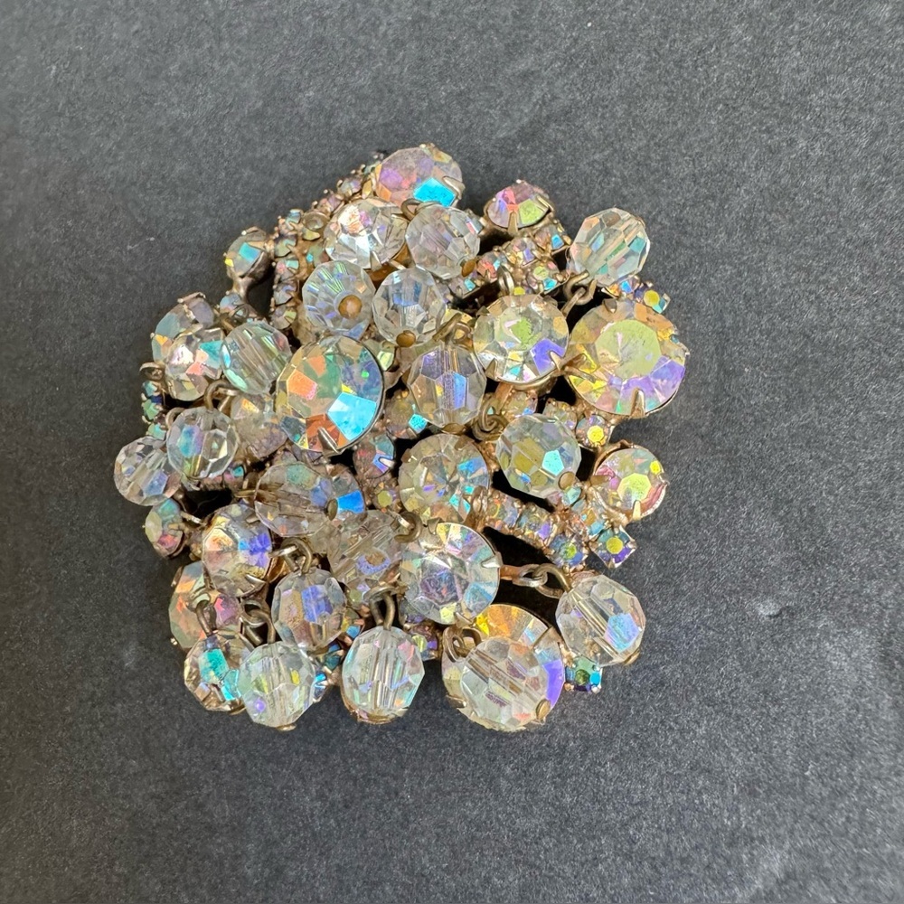 Vintage Juliana Cha Cha Brooch Aurora Borealis Crystal Rhinestone Pin Iridescent - Picture 5 of 12
